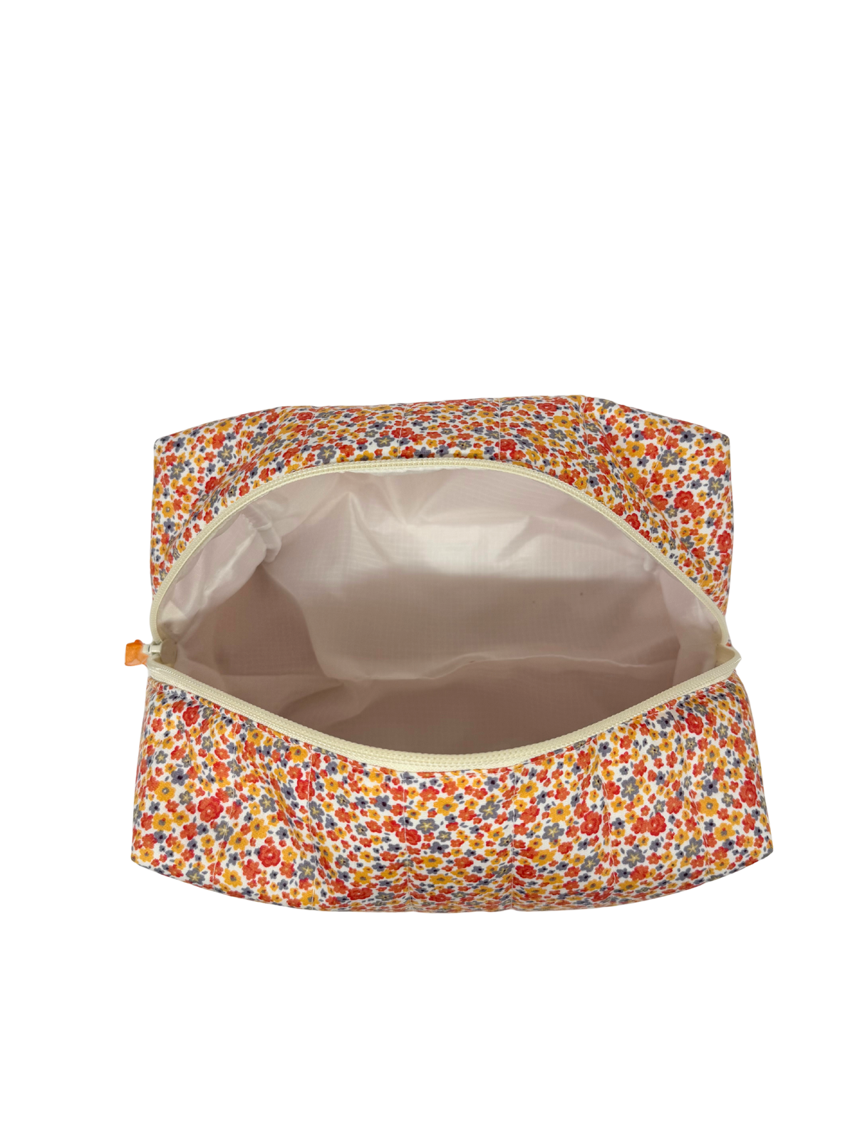 Orange Floral Large Makeup Bag
