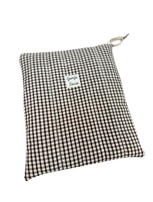 Brown Gingham Book Sleeve with Zipper