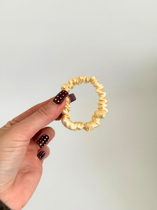 Buttermilk Yellow Satin Skinny Scrunchie