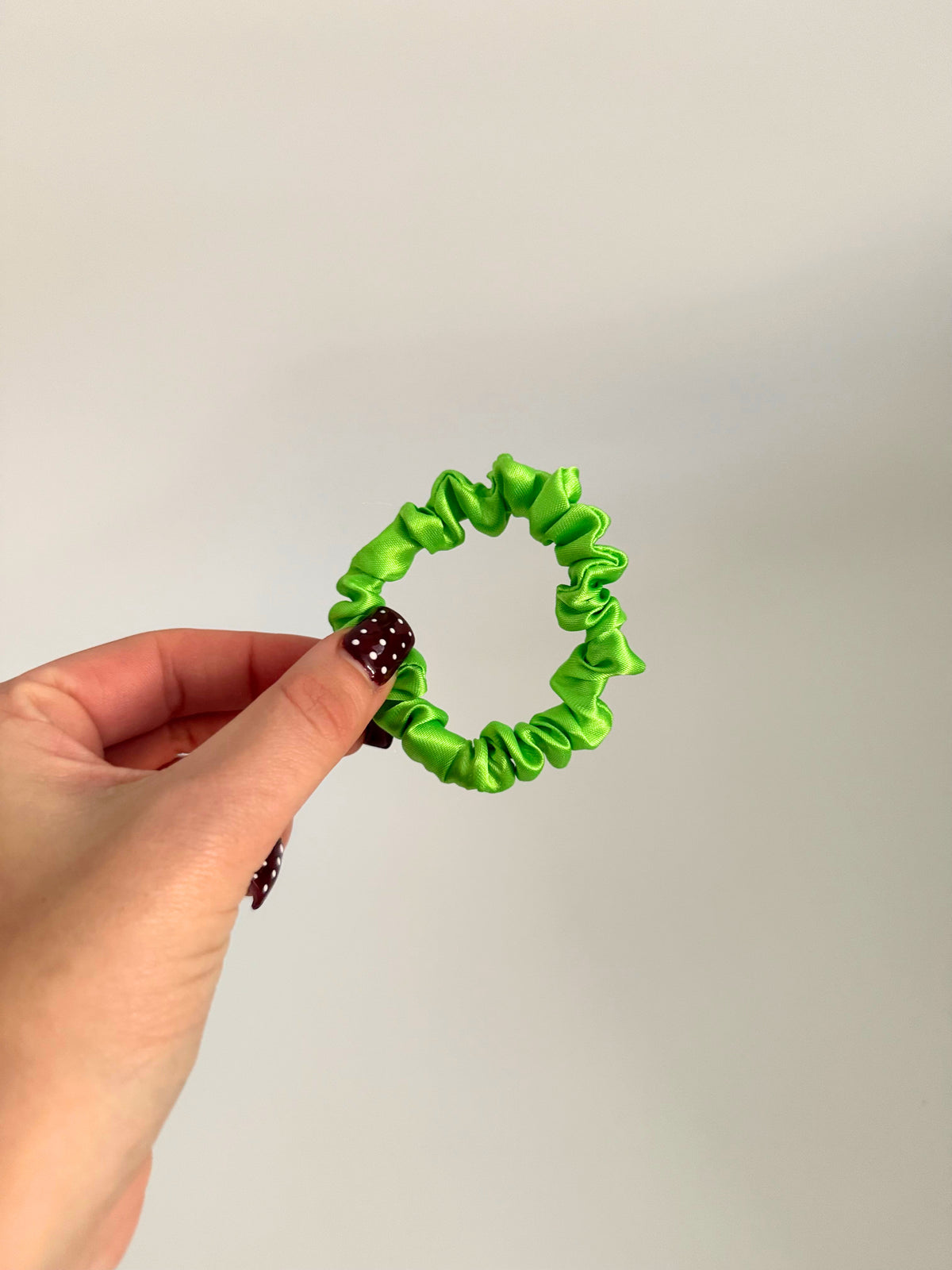 Neon Green Satin Skinny Scrunchie