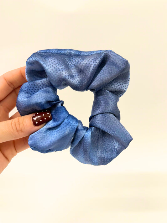 Whale Blue Satin Large Scrunchie