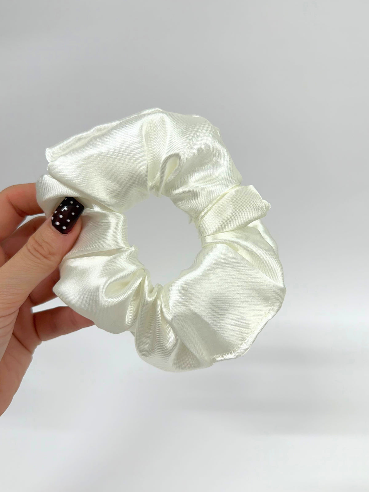 Ivory White Satin Large Scrunchie