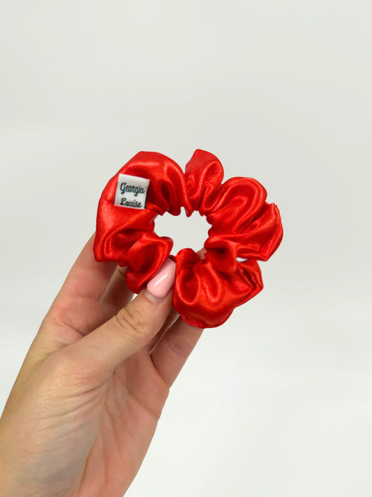 Bright Red Satin Small Scrunchie