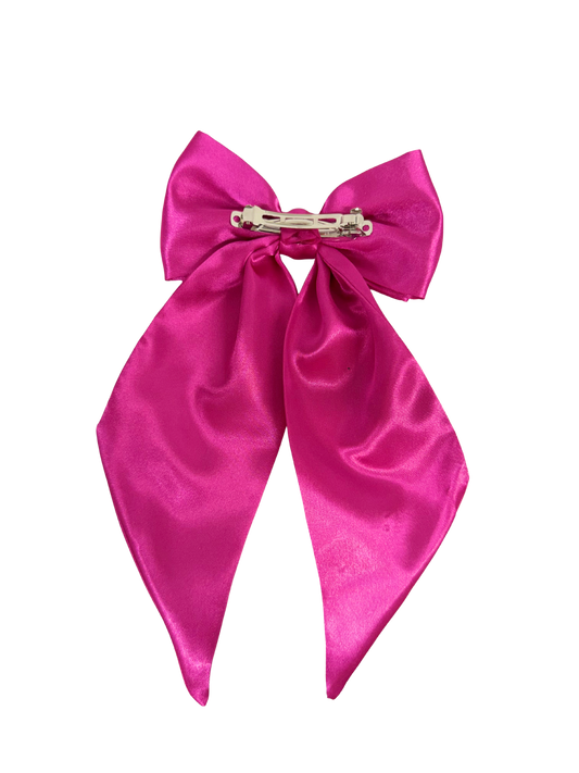 Hot Pink Satin Hair Bow