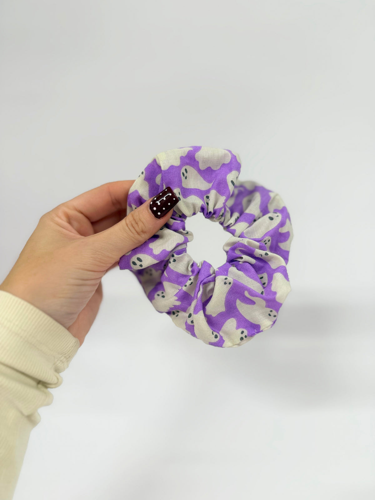 Purple Ghost Halloween Large Scrunchie