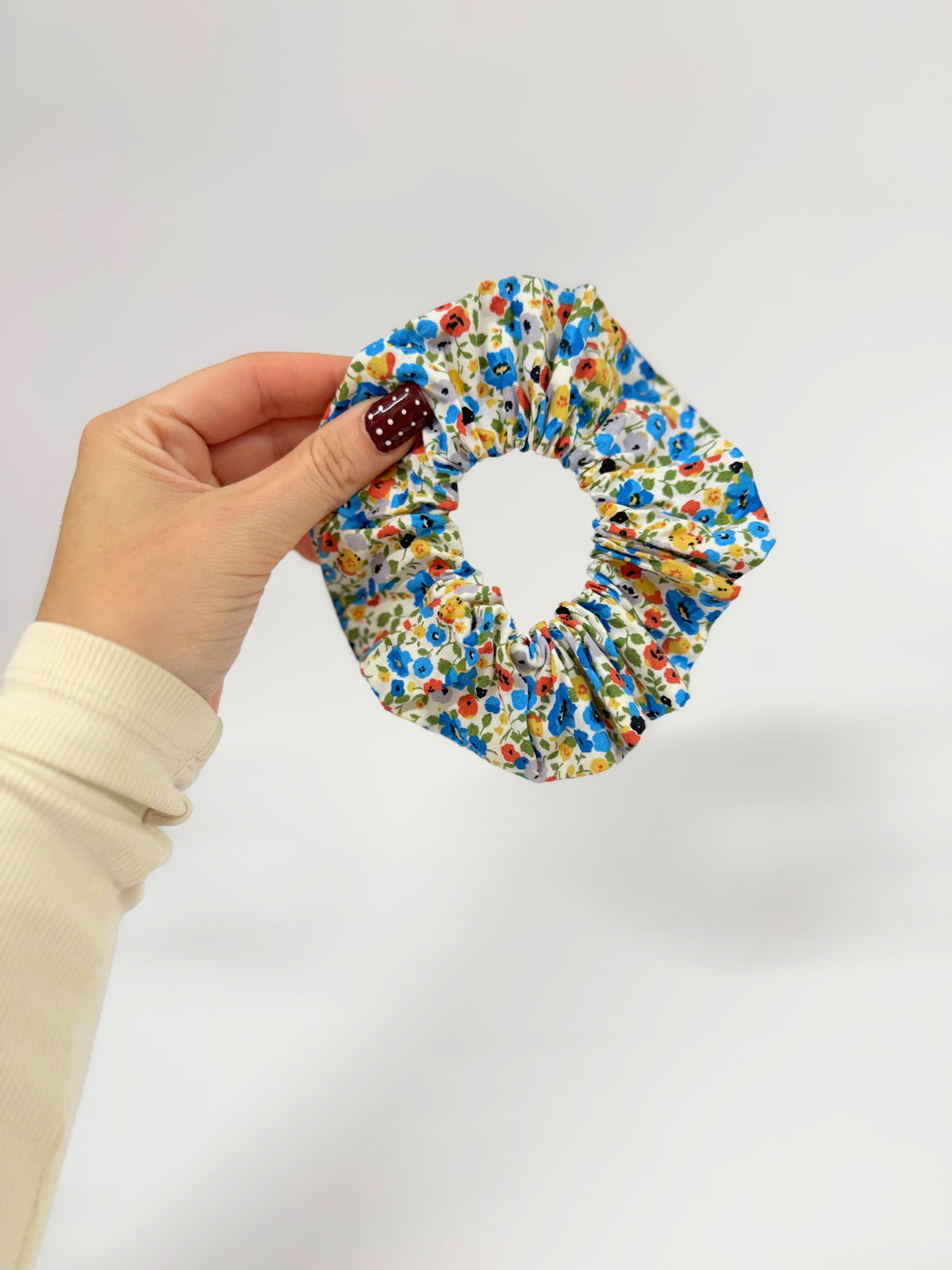 Blue Floral Large Scrunchie