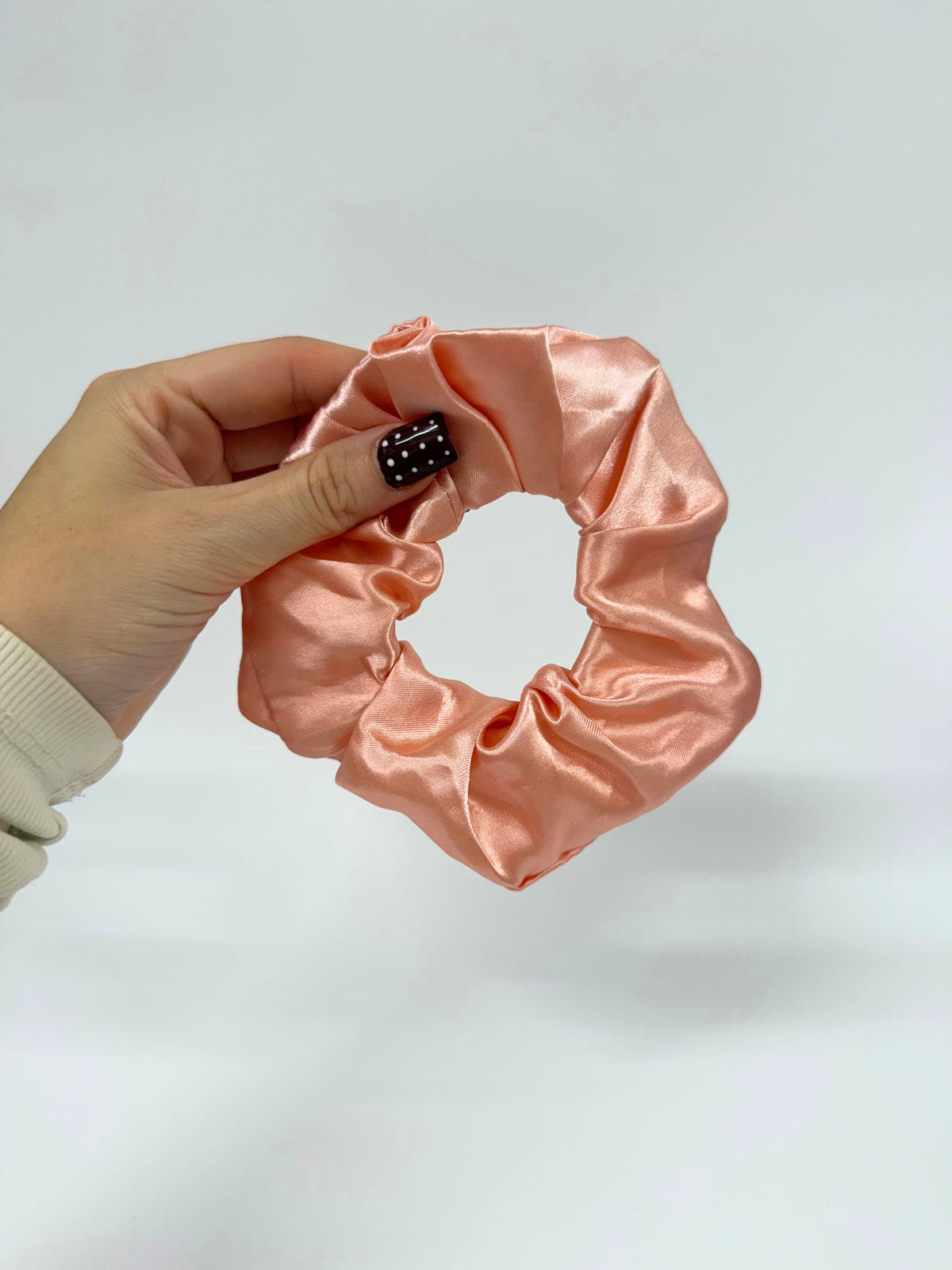 Salmon Pink Satin Hair Scrunchie