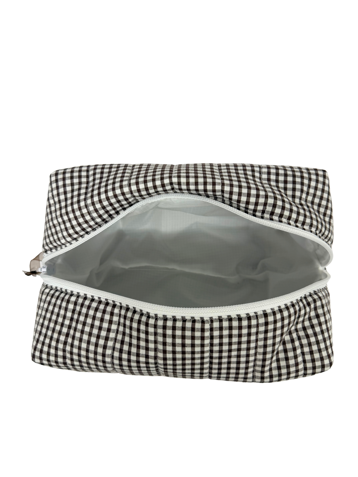 Brown Gingham Large Makeup Bag