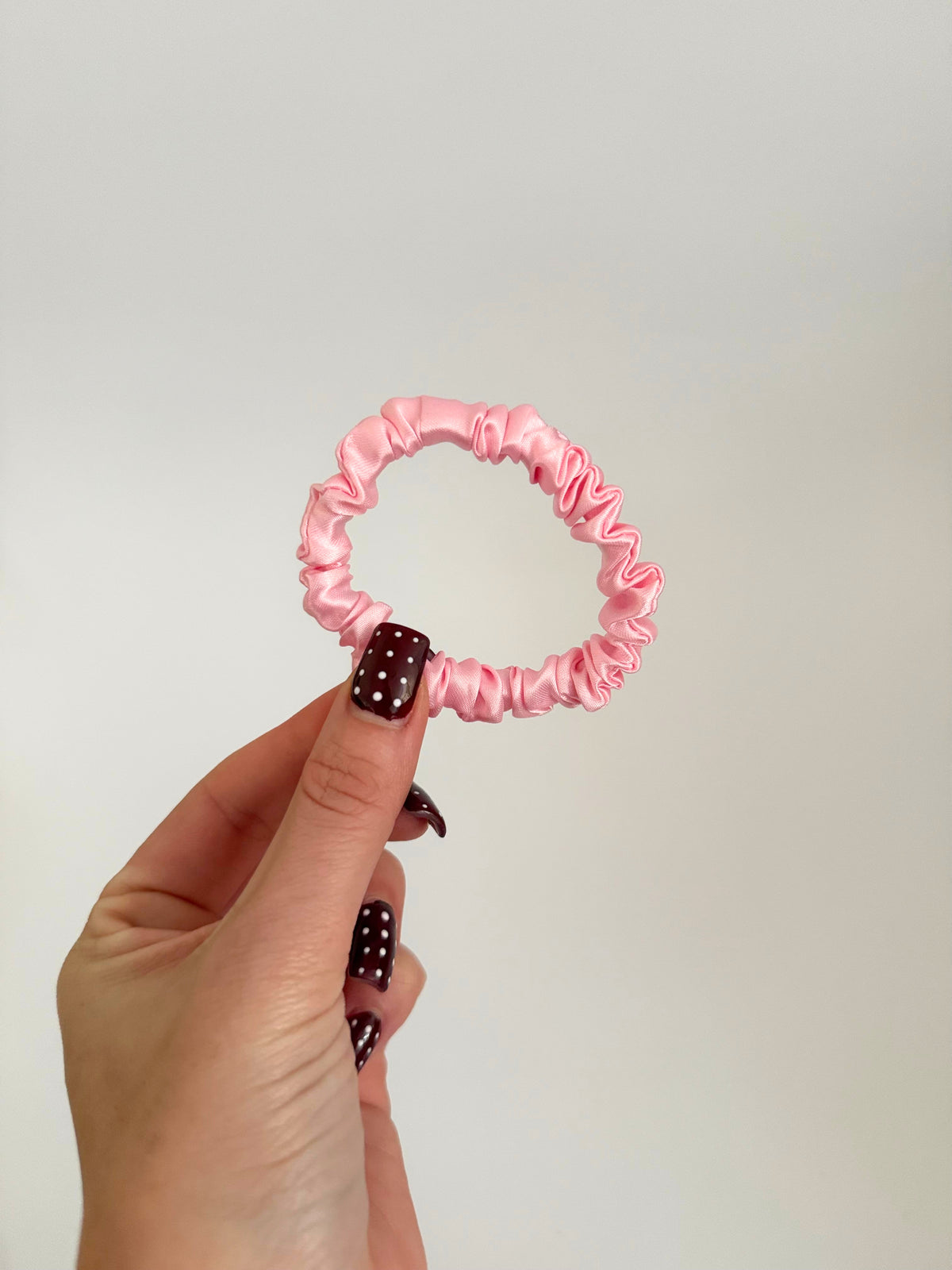 Baby Pink Satin Skinny Scrunchie