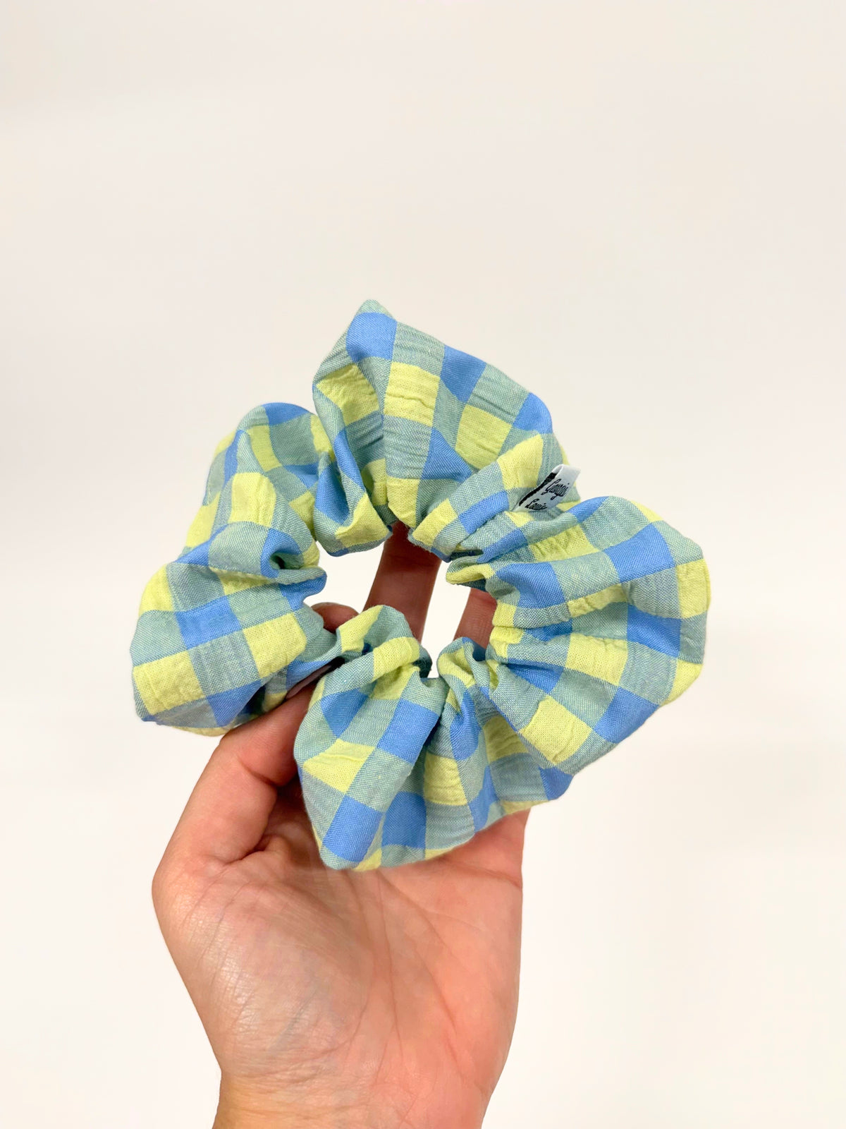 Blueberry Lemon Gingham Large Scrunchie