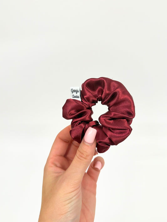 Burgundy Red Satin Small Scrunchie
