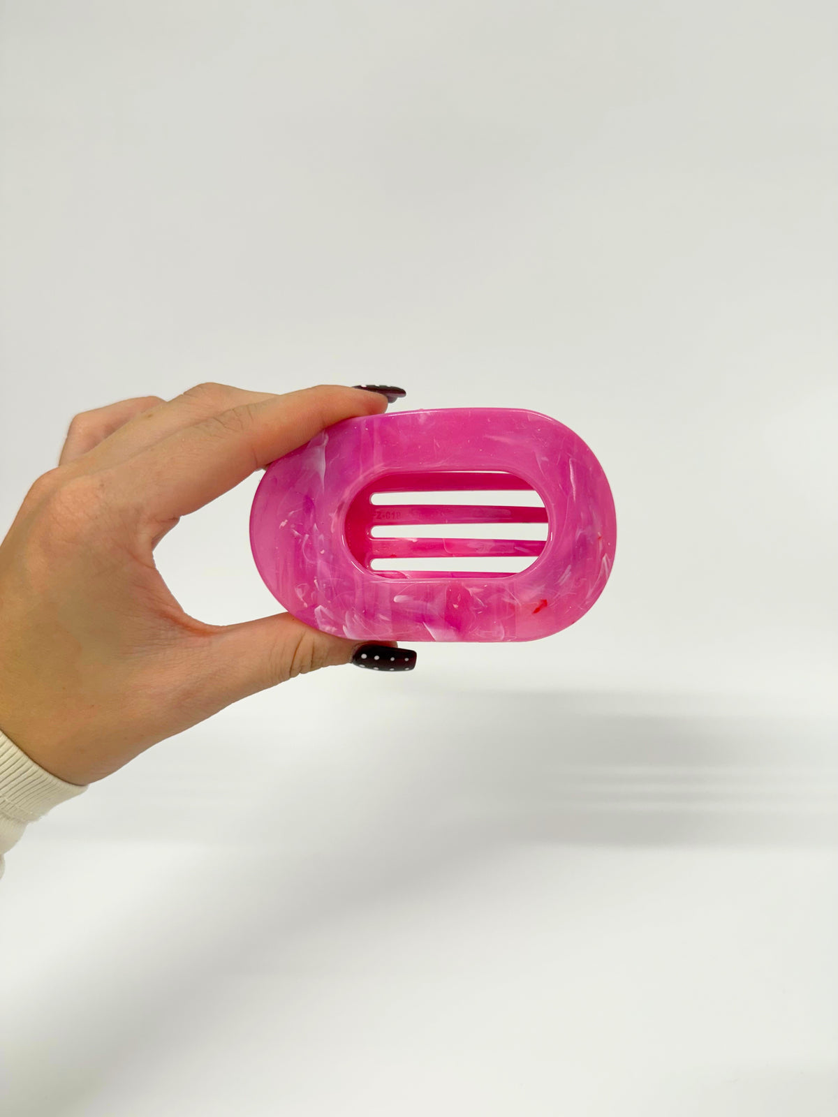 Hot Pink Dot Flat Claw Clip