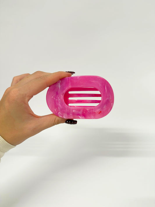 Hot Pink Dot Flat Claw Clip
