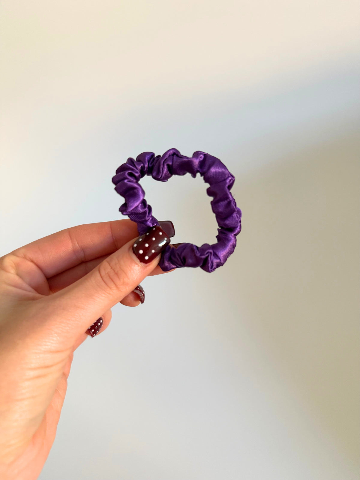Cadbury Purple Satin Skinny Scrunchie