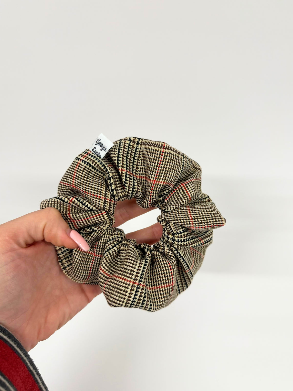 Brown Tweed Tartan Large Scrunchie