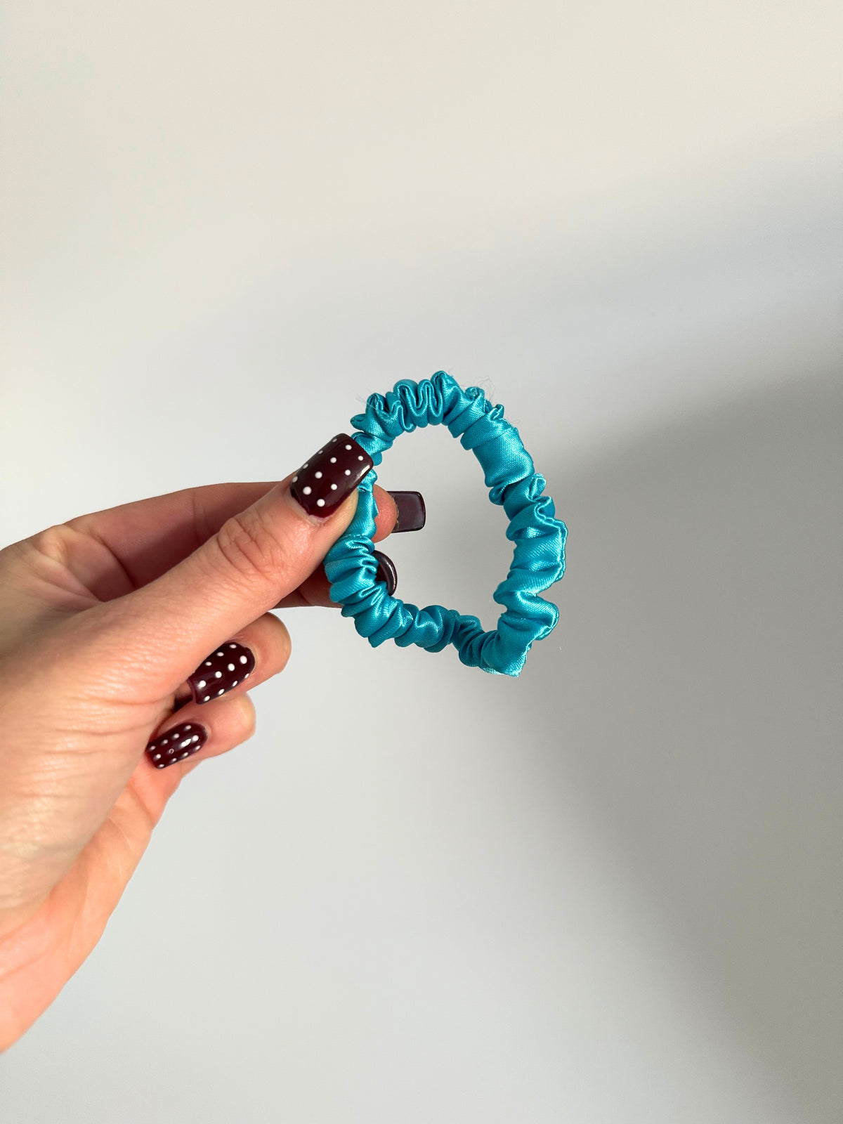 Turquoise Satin Skinny Scrunchie