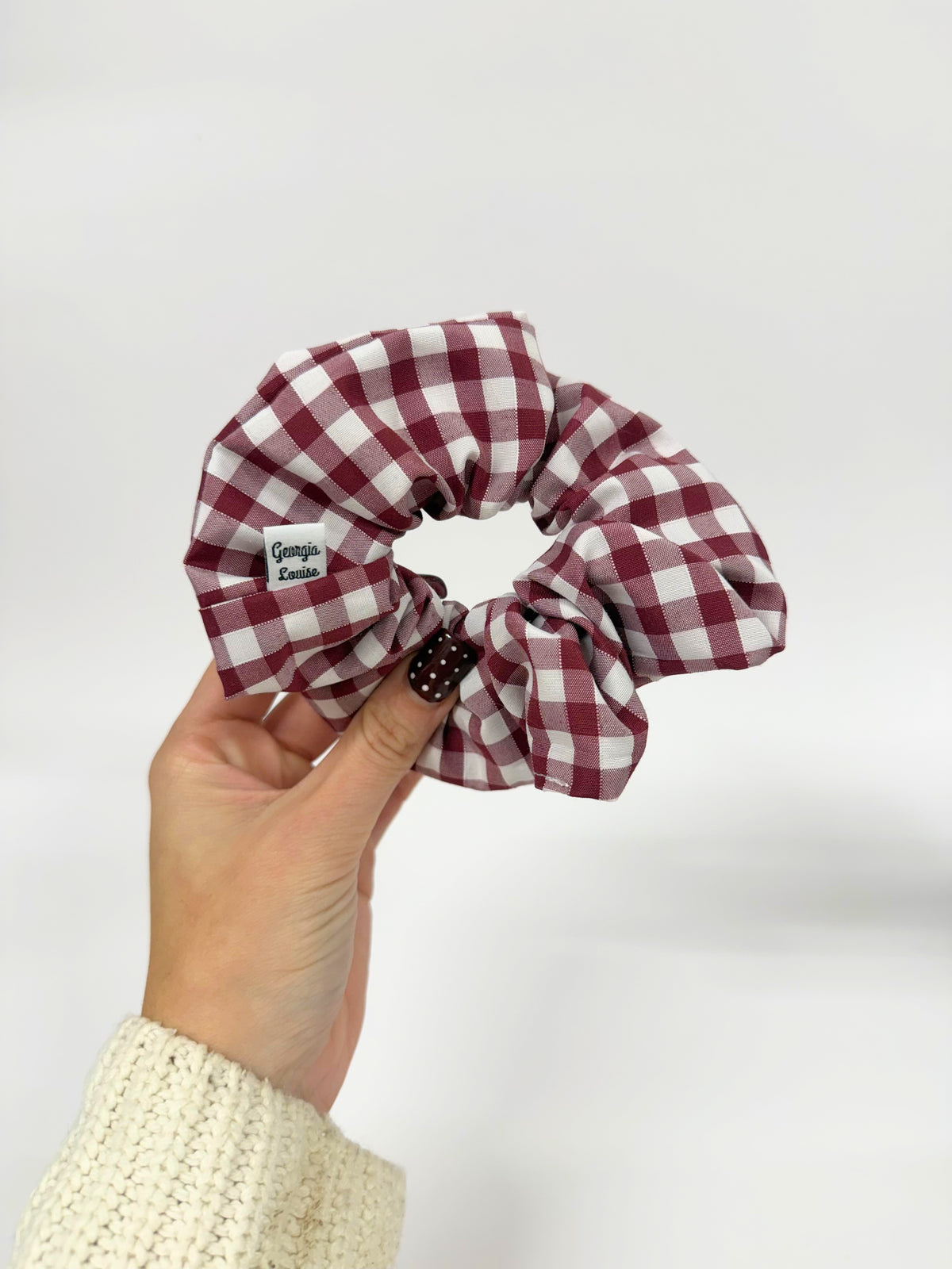 Burgundy Gingham Large Scrunchie