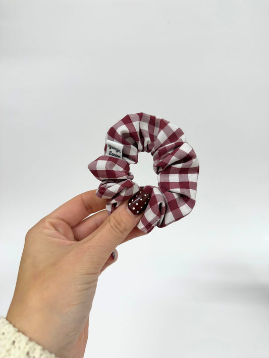 Burgundy Gingham Small Scrunchie