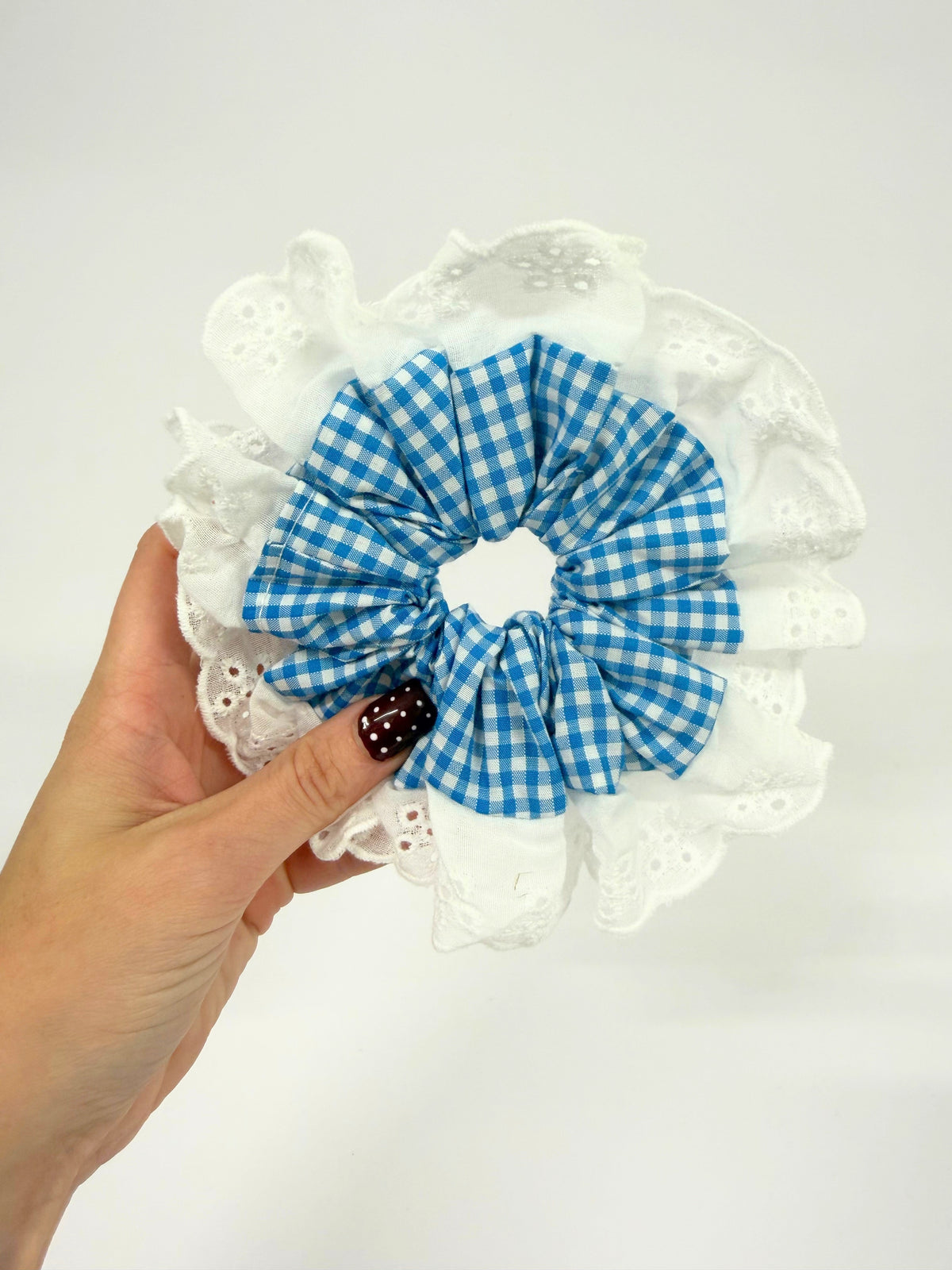 Turquoise Blue Oversized Ruffle Scrunchie