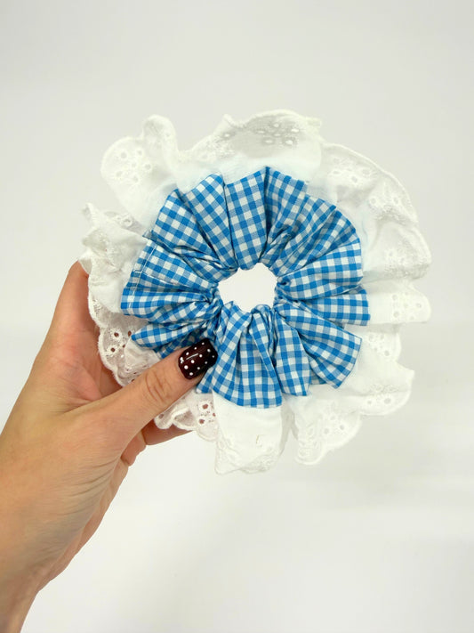 Turquoise Blue Oversized Ruffle Scrunchie