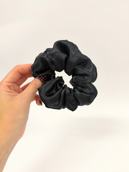 Black Satin Large Scrunchie