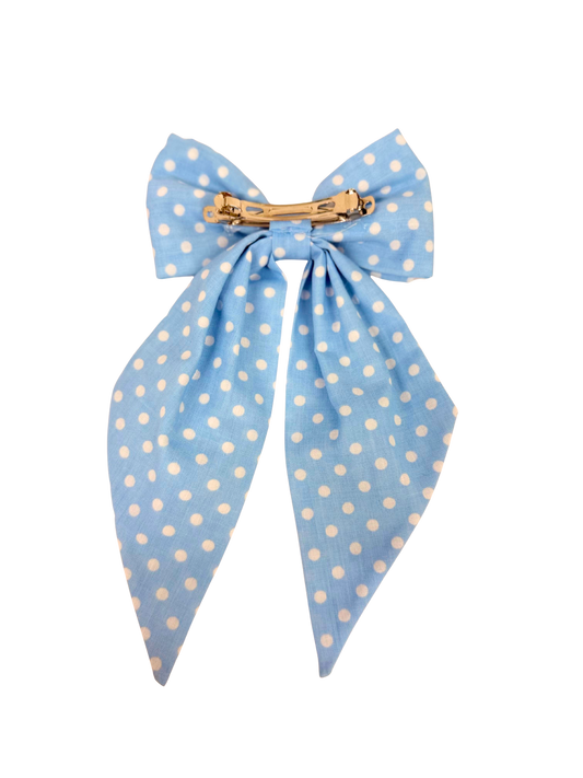Blue Polka Dot Hair Bow