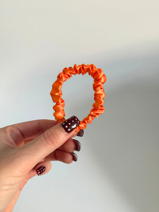 Bright Orange Satin Skinny Scrunchie