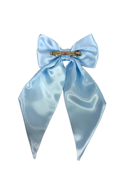 Baby Blue Satin Hair Bow