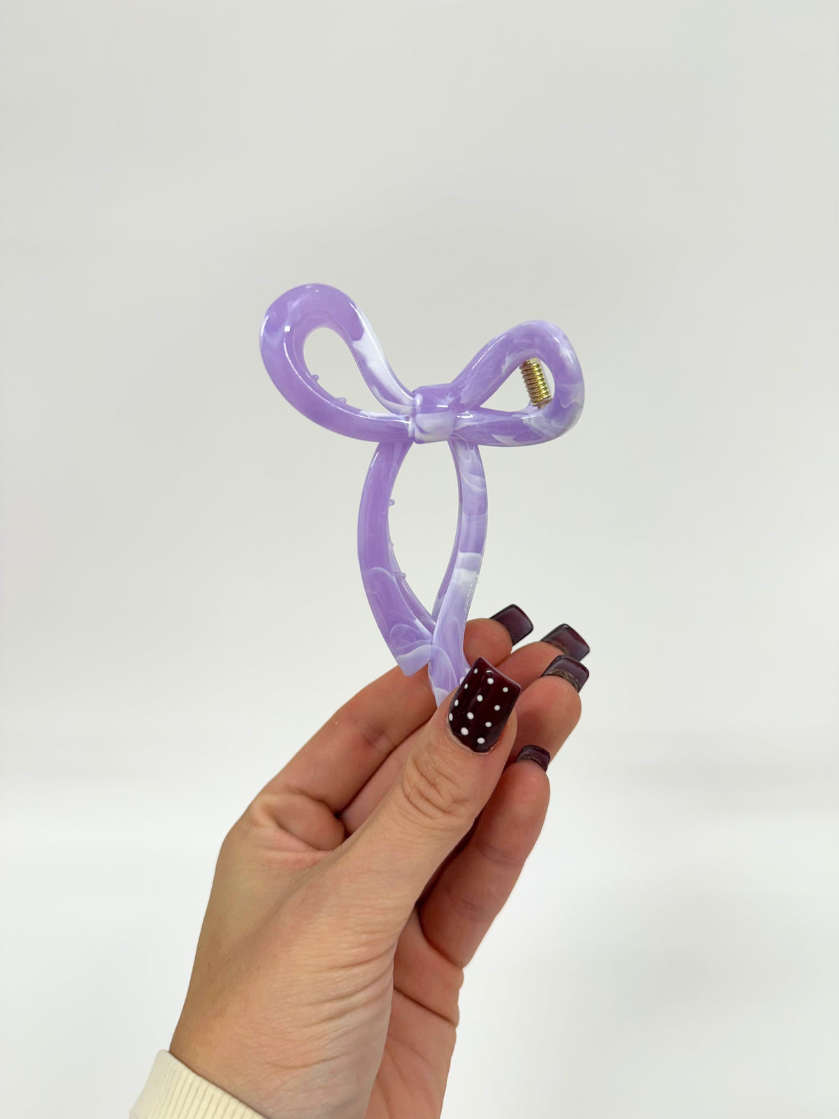 Purple Marble Bow Claw Clip