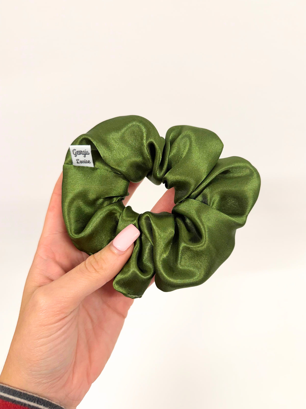 Olive Green Satin Large Scrunchie