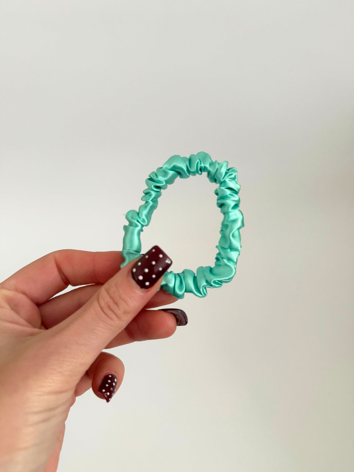 Mint Satin Skinny Scrunchie