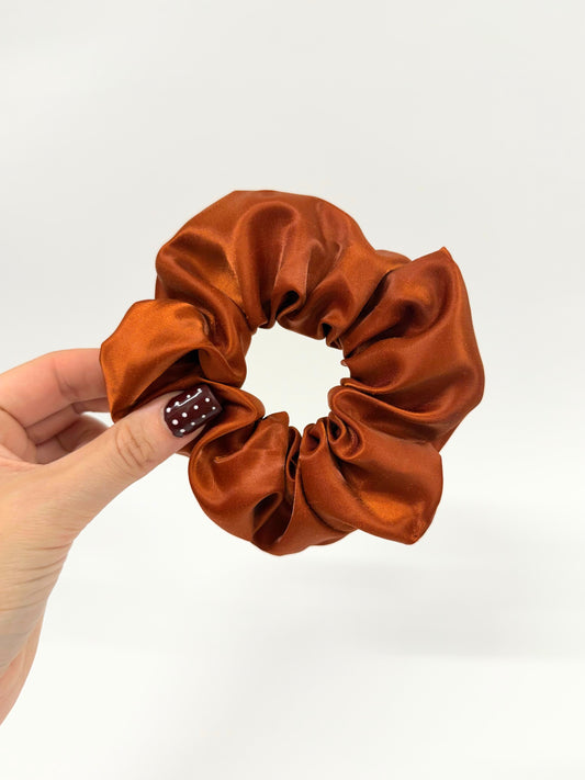 Burnt Orange Orange Satin Large Scrunchie