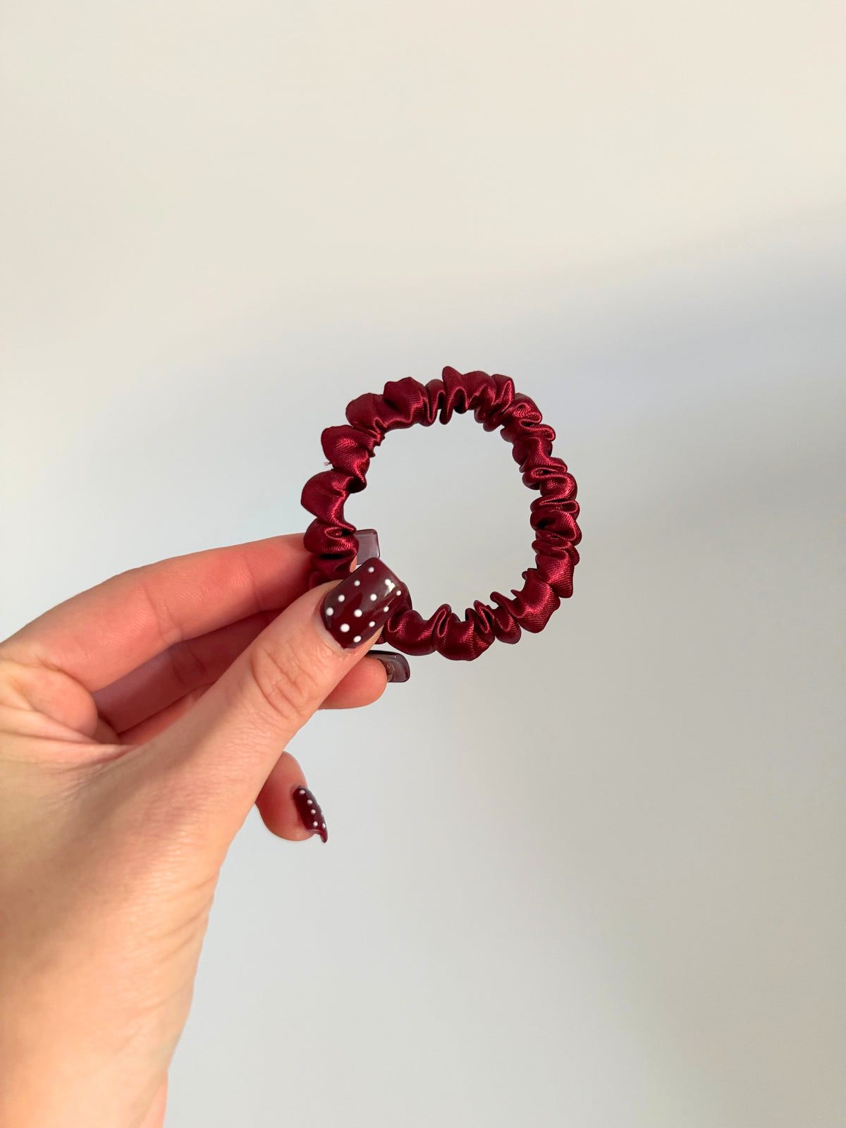 Burgundy Red Satin Skinny Scrunchie