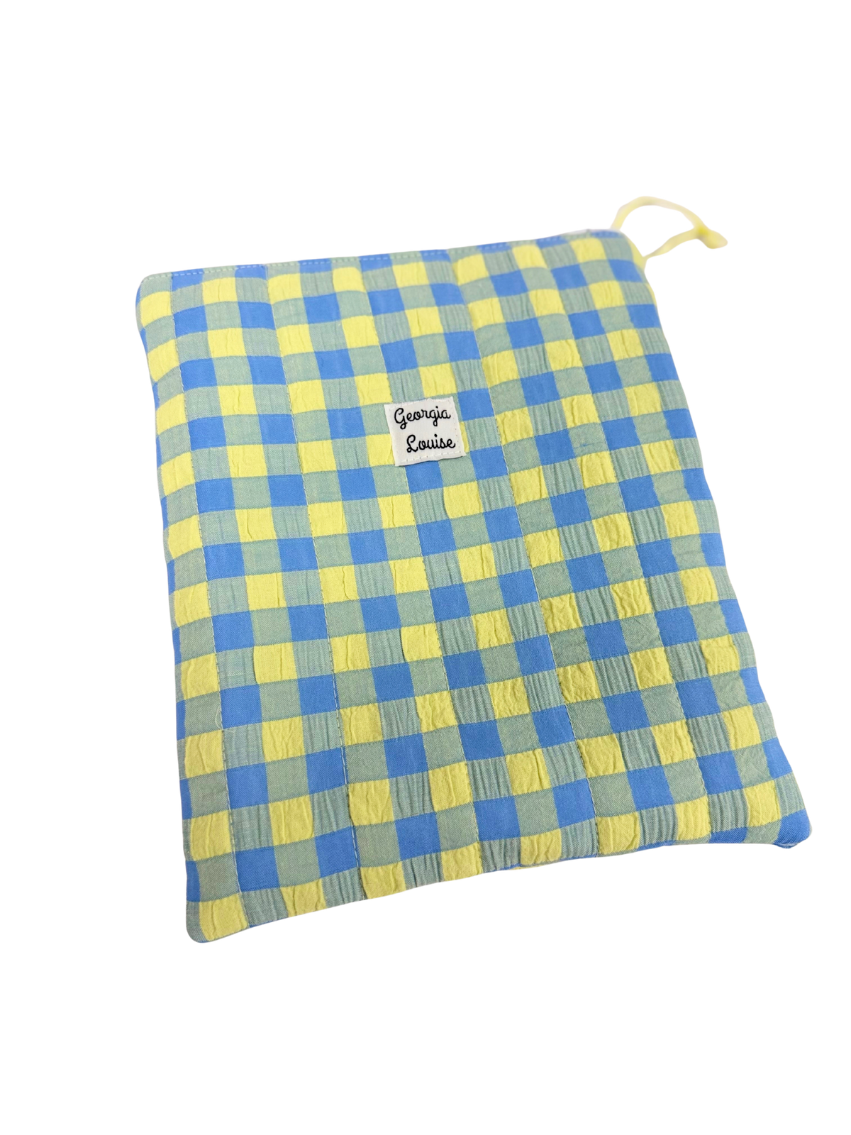 Blueberry Lemon Gingham Book Sleeve with Zipper