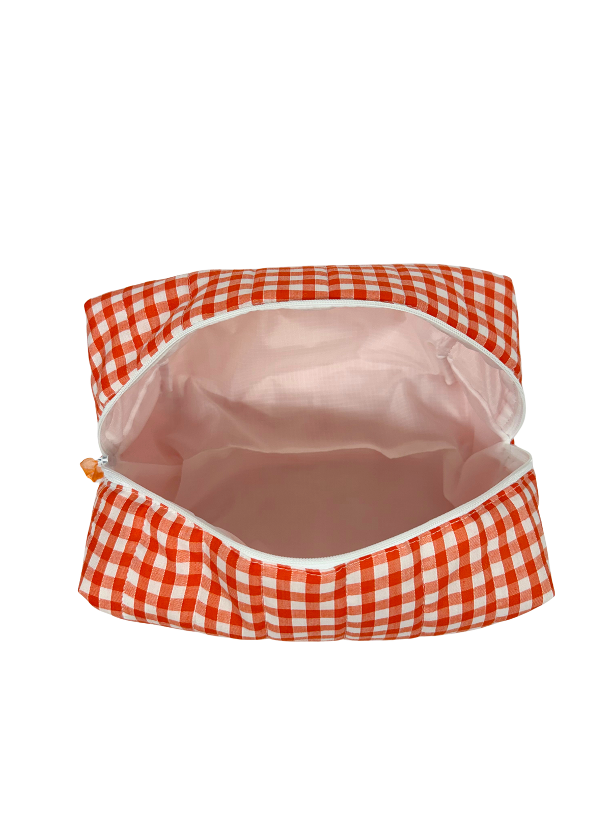 Orange Gingham Large Makeup Bag