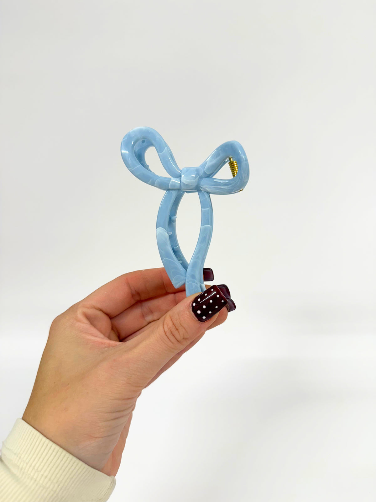 Blue Marble Bow Claw Clip