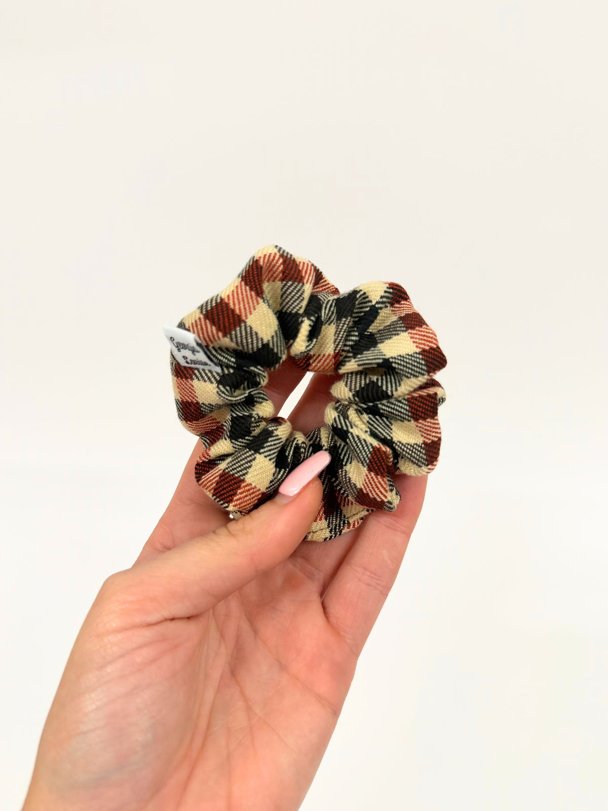 Autumn Brown Plaid Small Scrunchie