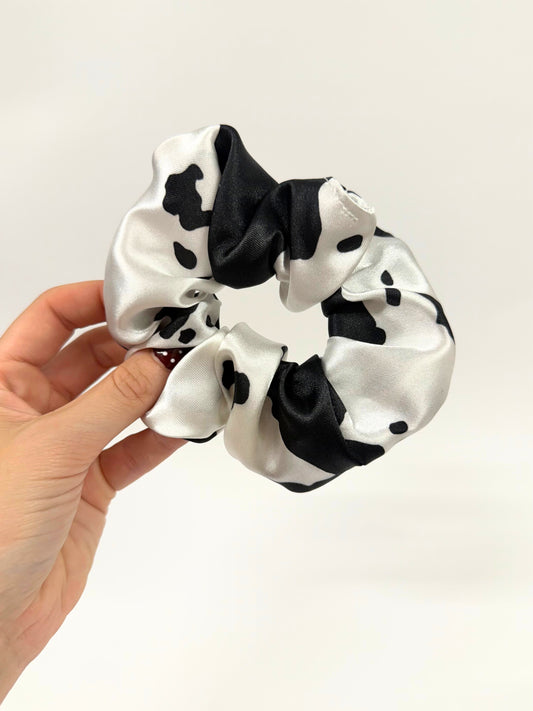 Cow Print Satin Large Scrunchie