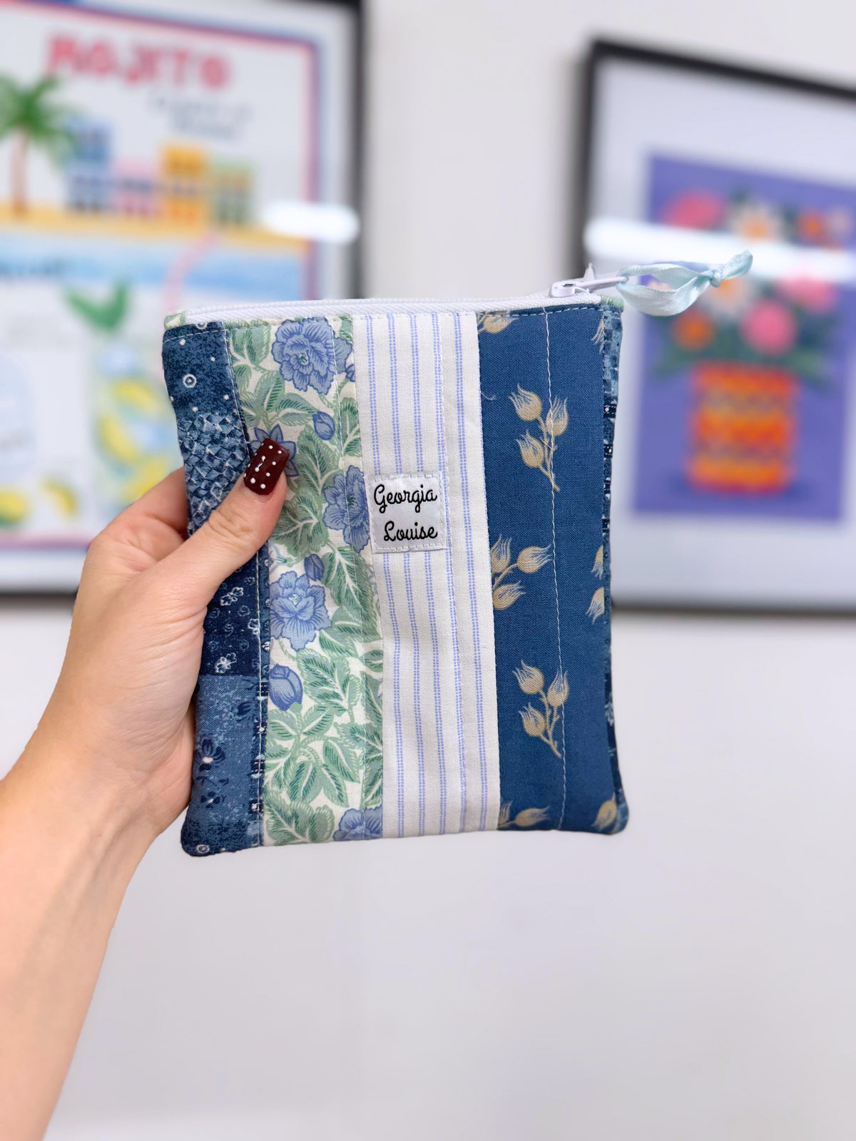Blue Floral Patchwork Kindle 6 Inch Sleeve