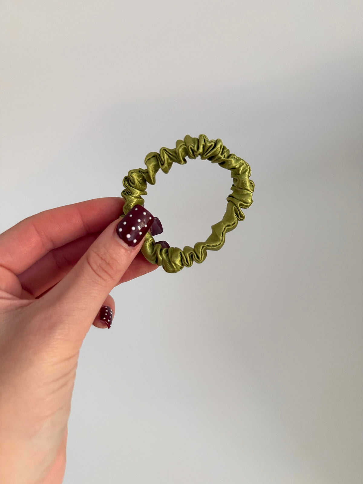 Pistachio Green Satin Skinny Scrunchie