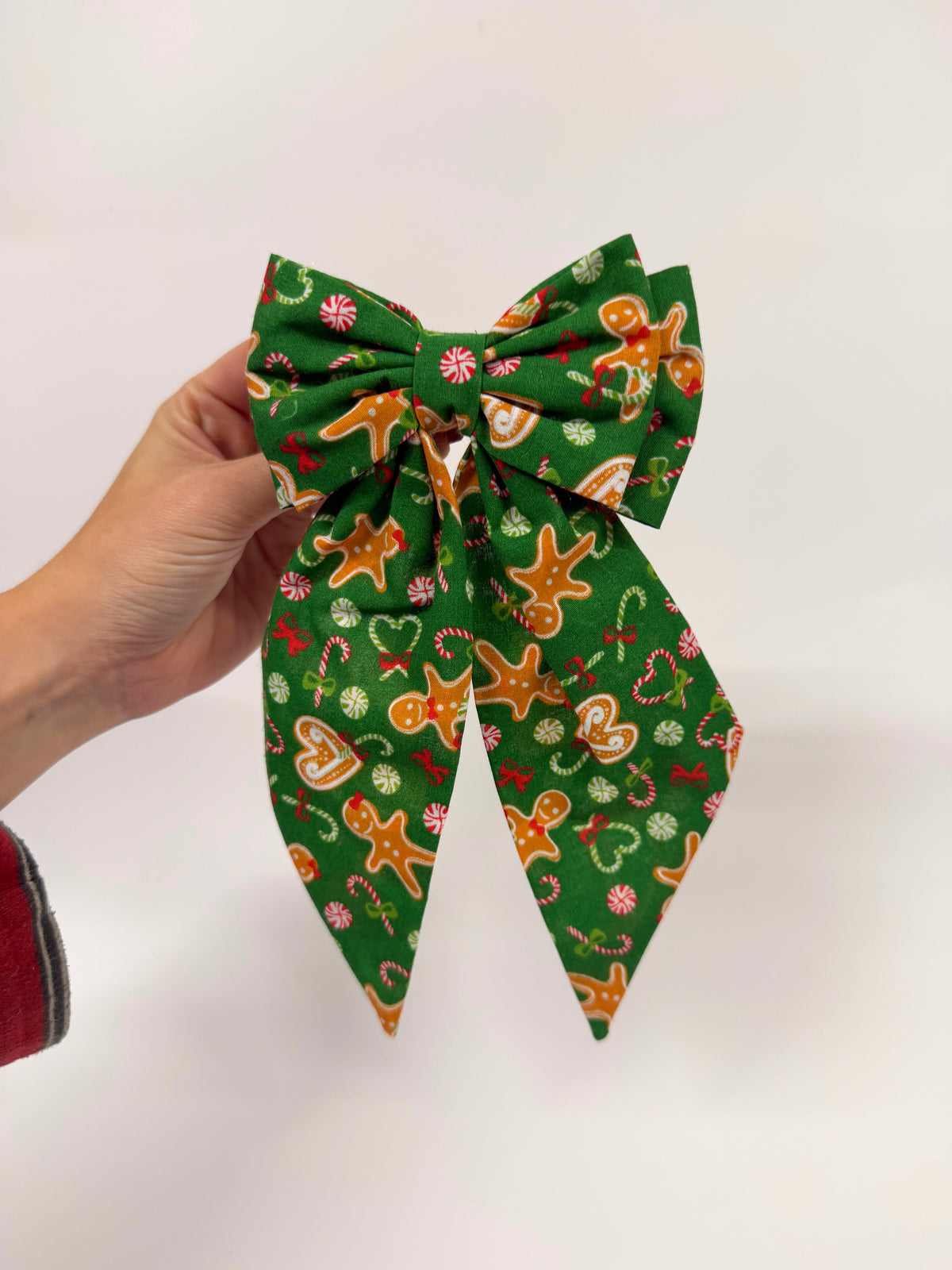 Green Gingerbread Man Christmas Hair Bow