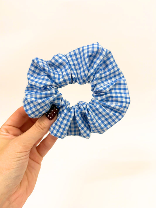 Sky Blue Gingham Large Scrunchie