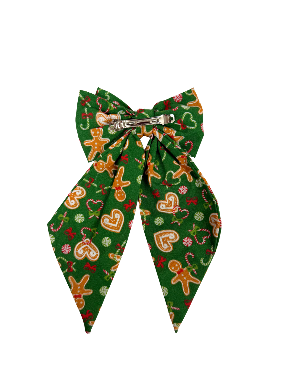 Green Gingerbread Man Christmas Hair Bow