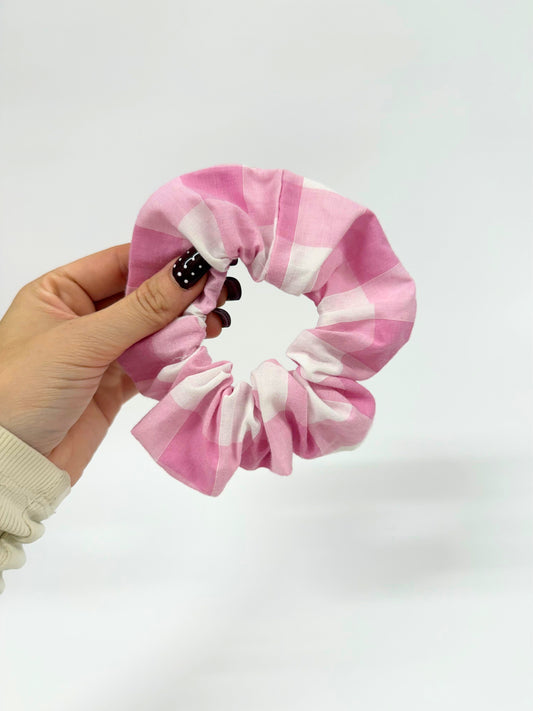 Pink Gingham Large Scrunchie