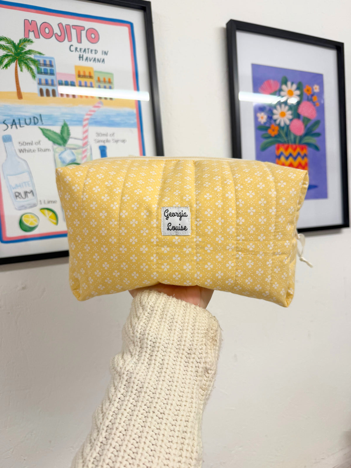 Buttermilk Clover Large Makeup Bag
