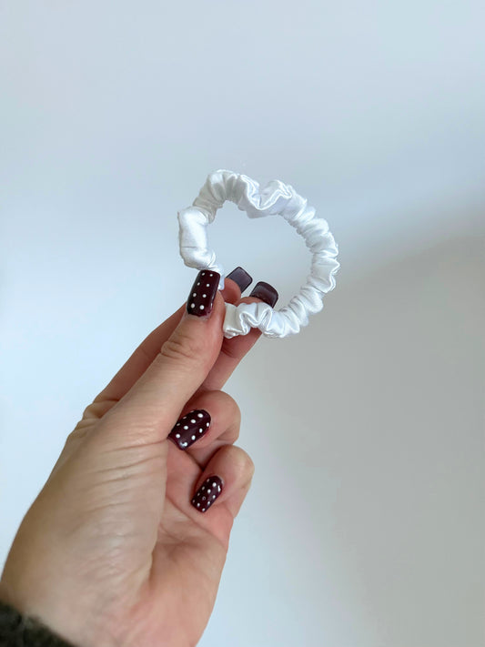 White Satin Skinny Scrunchie