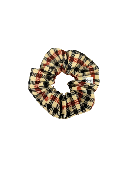 Autumn Brown Plaid Large Scrunchie