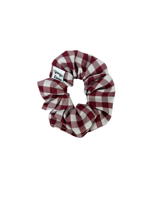 Burgundy Gingham Small Scrunchie