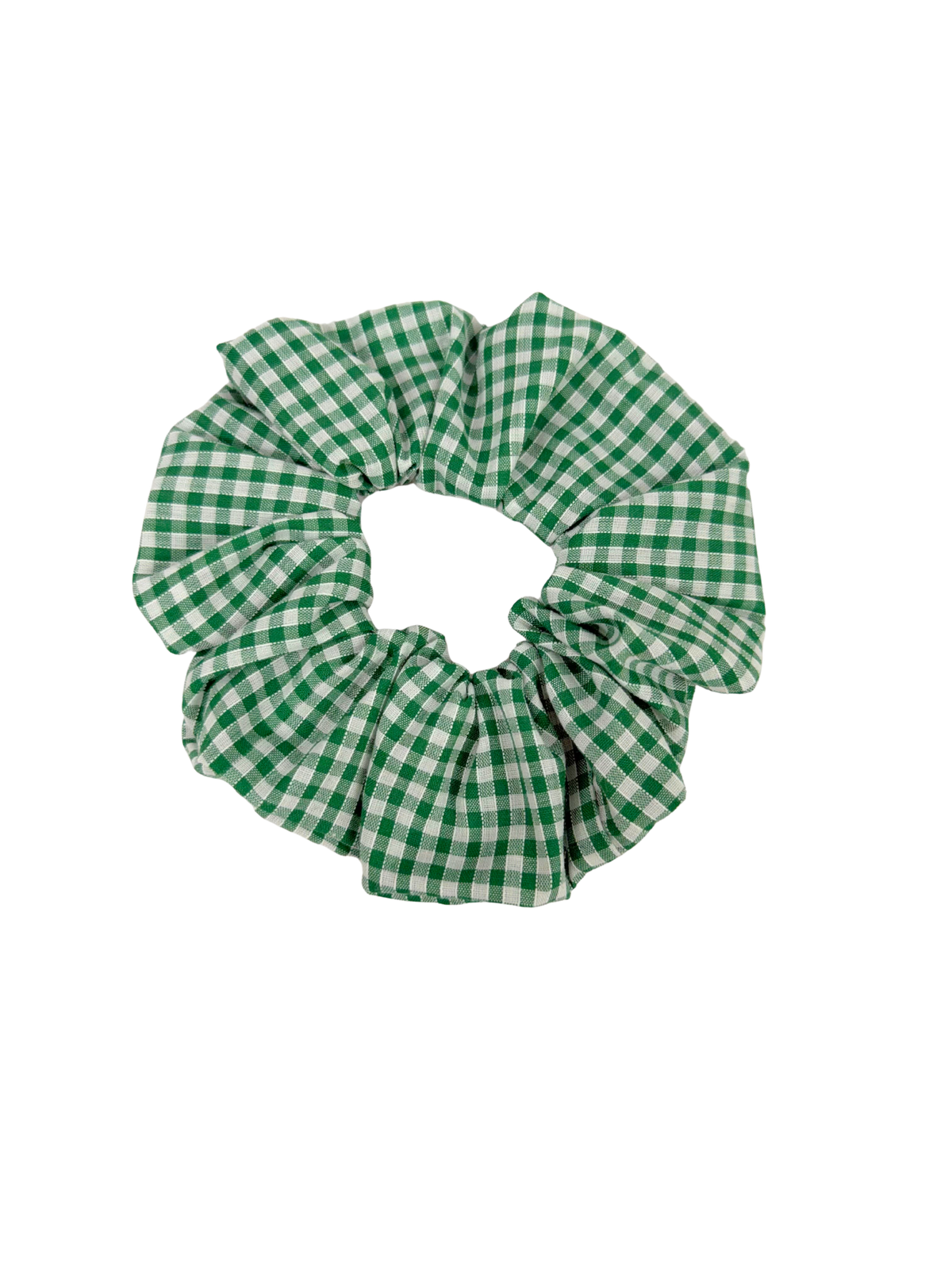 Green Gingham School Large  Scrunchie