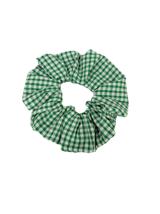 Green Gingham School Large  Scrunchie